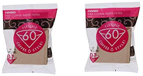 Hario 01 Coffee Natural Paper Filters, 2-Pack Set (200 Filters)