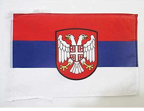 AZ FLAG - Drapeau Gouvernement de salut national de Serbie - 45x30 cm - Pavillon Serbe 100% Polyester Avec Deux Cordelettes - 20g