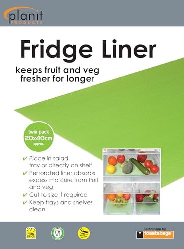 Toastabags Fridge Liner - 2 Pack. Keep Fridge shelves and drawers clean, absorbant pads keeps fruit, vergetable and salad fresher for longer.