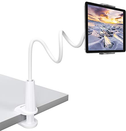 Soporte cuello de cisne de Tryone para iPad, tableta, teléfono móvil, switch, tabletas Samsung Galaxy, Amazon Kindle Fire HD, etc., 76 cm de longitud total blanco 02-Weiß