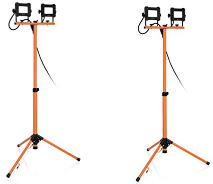 Smartwares Kit de projecteur LED professionnel avec trépied, projecteur de travail double Blanc froid