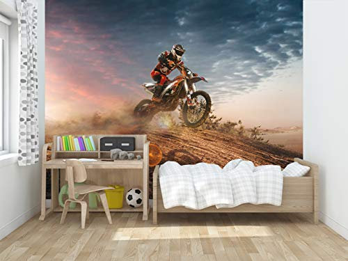 Oedim Vinyl und Tapete für Kinder Motocross | Fototapete für Wände | Vinyl Deko | Wand | Tapete | Dekoration | Wohnzimmer | Schlafzimmer 100x70cm