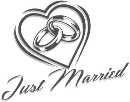 Decus Wedding Just Married Hochzeit Ringe L 0292 (grau) // Sticker OEM JDM Style Aufkleber