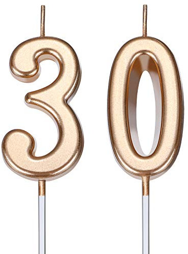 BBTO 30. Geburtstag Kerzen Kuchen Nummer Kerzen Alles Gute zum Geburtstag Kuchen Kerzen Topper Dekoration für Geburtstag Hochzeit Jahrestag Feier Gunst (Champagner Gold)