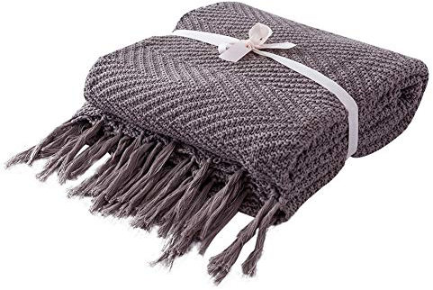 Decke Werfen Strickdecke für Couch Sofa Bett gemütlich Baumwolle Sofa-Strickdecken Gemütliche Decke Schwer Decke werfen Braun 130cmx170cm