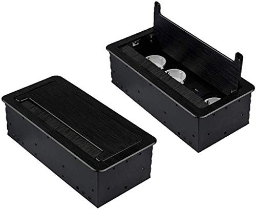 Einbausteckdose mit USB (3er Schuko+ 2x USB/schwarz) Tischsteckdose Stromdose Steckdose Schreibtisch Energiestation