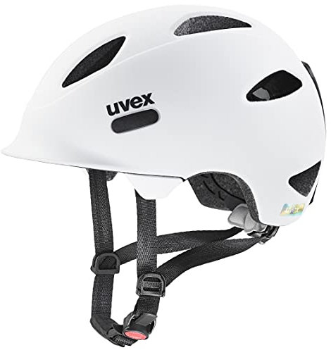 uvex oyo - leichter Fahrradhelm für Kinder - individuelle Größenanpassung - erweiterbar mit LED-Licht - white - black matt - 50-54 cm