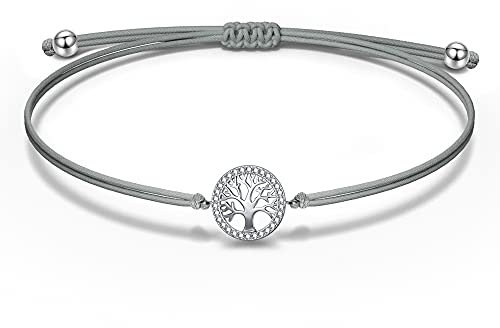 NINAWISH Armband Damen Silber - Freundschaftsarmband, Lebensbaum Kette, Erstkommunion Geschenke für Mädchen