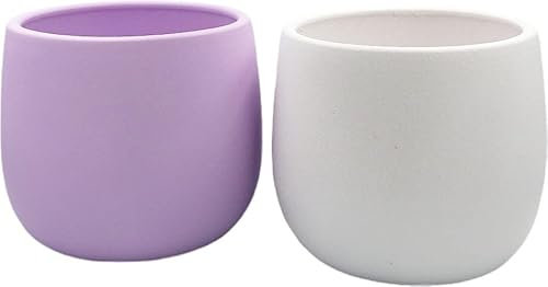 FRANCACOR Maceta MACETERO para Interior/Exterior Barro Decorado (20 CMS, Blanco)