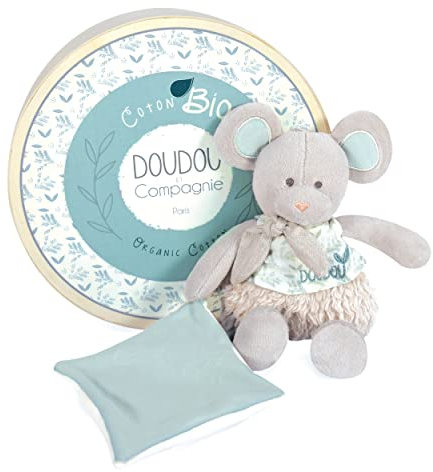 Doudou et Compagnie - Doudou Souris - Doudou Bio - Grise - 22 cm - DOUDOU BOTANIC BIO - DC3967