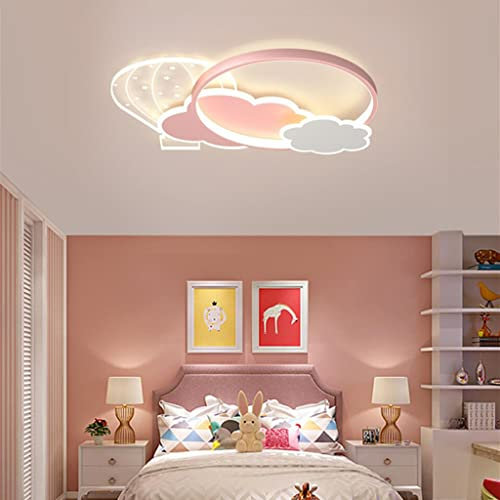 WJLL LED Plafoniera per Bambini Moderna Nuvola Design Lampada da Soffitto Bambini Luce Ragazzo Ragazza Camera da Letto Luci 45W Dimmerabile Lampadario Acrilico Mongolfiera Illuminazione Lampada,Rosa