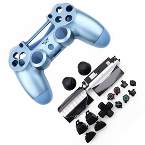 HUAYUWA Plastic Game Controller Housing Case (Titanium Blue) with Buttons Replacement Set Fits for PlayStation 4 Slim 4.0 JDS-040 JDM-040 (V1 Version)