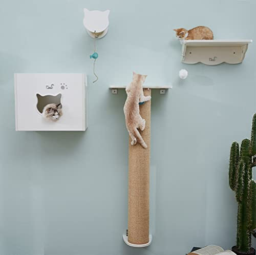 CatS Design Katzen Kletterwand Set XXL große Katzen stabil-Wandkratzbaum-Wandliege-Wandbett kletterstufen- Wandhöhle-Wand Kratzsäule-Wandelemente-4 Teilig Holz Wandpark T1