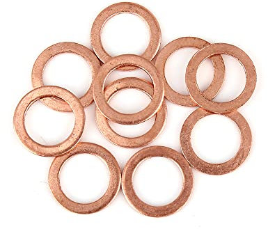A ABSOPRO Cobre Arandela 14mm ID 20mm OD 1,5mm Sellado Anillo Junta (Juego de 10)