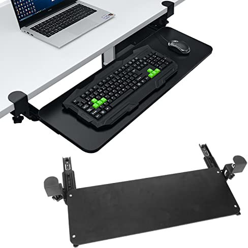 GDWD Ausziehbarer Tastaturablage Tastaturschublade, Tastaturauszug Stanzlose Gleitschienen, Ergonomics Schreibtisch Extender Tray, Unter-Tischmontage Ohne Bohren Tastatur-Ablage-Halterung