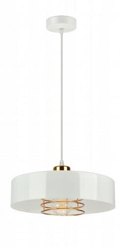 FKL DESIGN Home Deco Deckenlampe Pendellampe Hängelampen Wandlampe Leuchte Pendelleuchte Weiß Kupfer Hängeleuchten & Pendelleuchten Lampe aus Serie 754K (Weiß, Hängelampe 754K-Z1W)