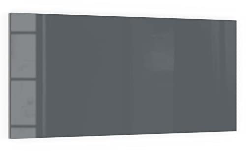 DEQORI Glas-Magnettafel | 100x50 cm groß | Unifarben - Dunkelgrau | Memo-Board aus Glas | Magnetboard inkl. Magnete, Stift & Tuch für Küche & Büro | Tafel magnetisch & beschreibbar