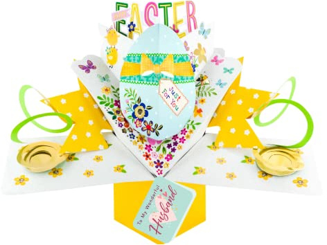 Easter Card To Wonderful Husband Happy Easter Decorated Egg Pop Up Easter Card POP010EC04