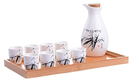 ZEALMAX Ensemble de 9 Verres à saké Japonais, Art du vin et du thé, Beaux Verres à saké et à vin, Style Classique B
