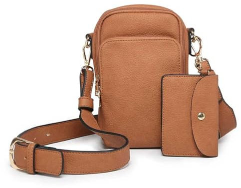 JEN & CO. Parker M2080 Umhängetasche mit 3 Fächern, mit Tasche, Braun