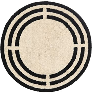 RugVista Chateau Badematte - Naturweiß/Schwarz Teppich Ø 90 Moderner, Rund Teppich