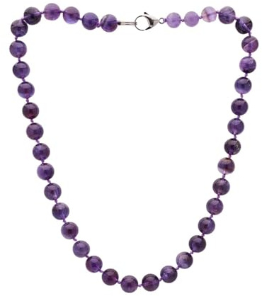 Collane pietre dure | Collana fatta a mano con perline di pietre preziose da 10 mm per donna - Collana con occhio di tigre in agata rosa rossa verde blu con quarzo rosa ametista (Ametista viola)