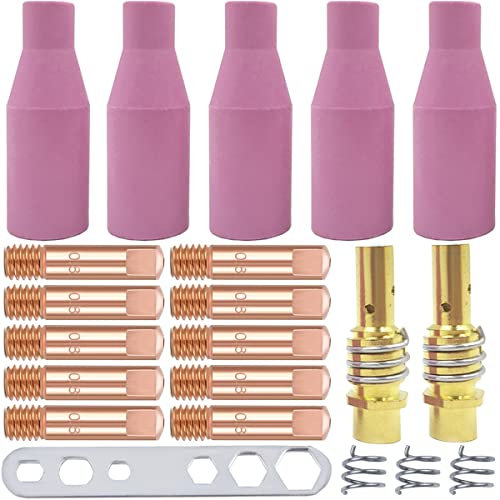 EATBALE Punte di Contatto per Saldatura, 15AK Mig Punte di Contatto per Torcia di Saldatura Kit di Accessori 0,8 mm M6 Supporto Ceramica Ugello Scudo Pistola per Torcia Mig MB15 15AK (21 Pezzi)