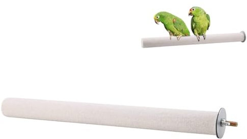 Percha De Agarre Blanco para Jaulas De Pájaros, Percha De Piedra Pómez para Pájaros Soporte De Madera Rama De Juguete para Mantener Las Uñas Y Los Picos En Las Mejores Condiciones(2.5 * 35cm)
