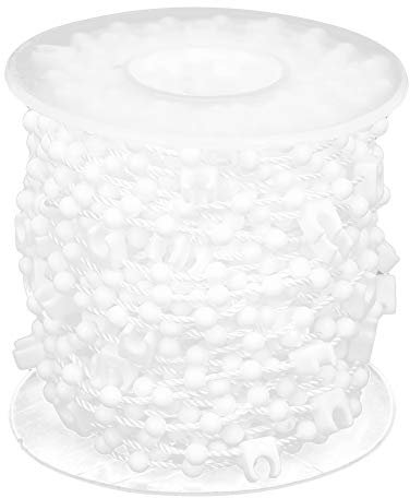 Cyrank 10 M Vorhang-Perlenkette, Rollo-Perlenkette, Kordel, Weißes Vertikales Jalousie-Unterglied, Perlenkette, Fenstervorhang-Perlen-Seil(10M(10CM))