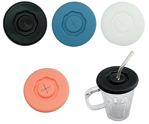 Vastsea 4 Piezas Tapas de Silicona para Tazas, Tapas de Silicona, Tapa de Taza de Silicona, Tapas Silicona con Agujeros Cruzados, para Tazas de Vidrio, Tazas de Café