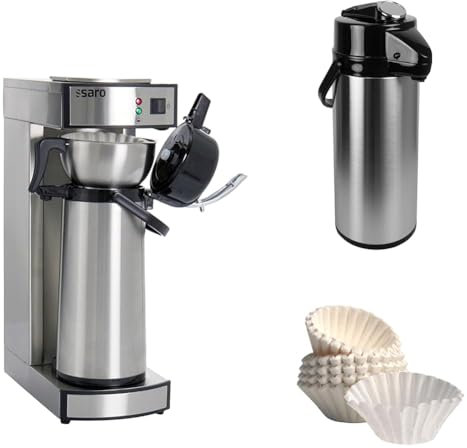 Kaffeemaschine SAROMICA THERMO 24 + zweite Kanne (Innenglas) + gebrauchsfertiges Set aus Kaffeefilterpapier