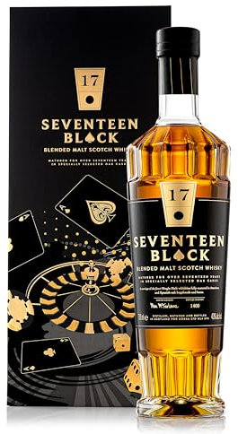 Seventeen Black, 17 Year Old Scotch Blended Malt Whisky with Gift Box, Speyside & Orkney Casks, 43% ABV, 70cl / 700ml