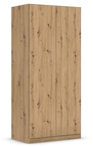 Rauch Möbel Costa, Drehtürenschrank, Kleiderschrank, 2-türig, Eiche Artisan, Holz, Push-to-open, grifflos, 91x197x54 cm