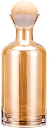 Wasserkrug im eleganten Design, 1,2 l, Glaskrug mit staubdichter Holzkugel, Teekanne für Kaffee/Saft, Kaltwasserflasche, Krug
