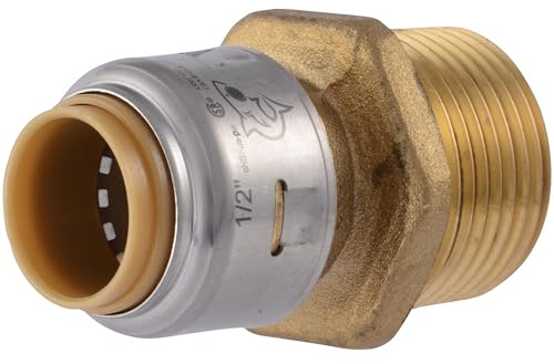 SharkBite Max 1/2 Inch x 3/4 Inch MNPT Reducing Adapter, Push to Connect Brass Plumbing Fitting, PEX Pipe, Copper, CPVC, PE-RT, HDPE, UR116A