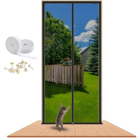 BOGDTF Zanzariera per Gatti Porta per Animali Domestici Resistente Divisoria Adatta Rete per Porte per Gatti con Doppia Cerniera per Cani Gatti Zanzare,Grey1100X210CM