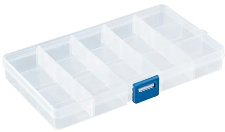 Sortierbox mit 15 verstellbaren Fächern aus Kunststoff | Aufbewahrungsbox Organizer Sortimentskasten Perlenbox - 1 Stück