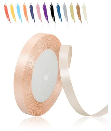 MORAINJAY 10mm Nastro di Raso,23M Champagne Rosa Nastro Satin per Confezioni Regalo,Nastri Raso Decorativo per Bouquet da Sposa,Fiocchi per Capelli,Decorazione Torte,Compleanno,Natale,Battesimo