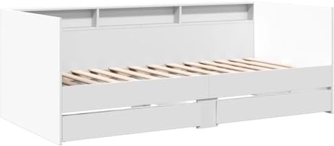 vidaXL Tagesbett, Gästebett mit 2 Schubladen mit Rollen, Schlafsofa für Schlafzimmer, Bettsofa Sofabett Daybed Bett, Weiß 90x190cm Holzwerkstoff