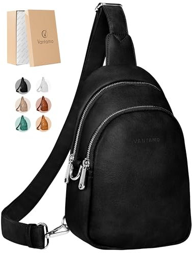 Vantamo Crossbody-Tasche für Damen, RFID- und Anti-Pickpocket-Clip, Crossbody-Tasche, verstellbarer Riemen, Reise-Pack, schwarz / schwarz, Umhängetasche