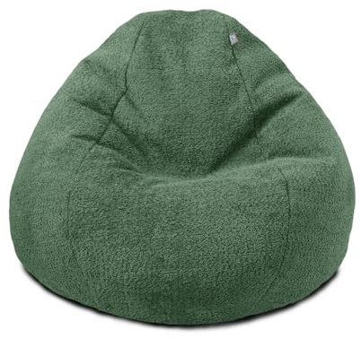 rucomfy Beanbags Large Snug Slouchbag - Adult Boucle Bean Bag Chair - Home Lounge, Living Room & Bedroom Seating for Adults - Machine Washable Fabric - 110 x 80cm (Moss, Beanbag Only)