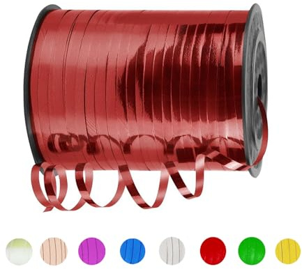 Geschenkband Rose Rot 5mm Breit,450M Kräuselband Geschenkbänder,Glänzendes Metallband, Ballonschnur für DIY-Dekoration,Dekoband für Hochzeit Weihnachten Neujahr Geburtstag Geschenkverpack