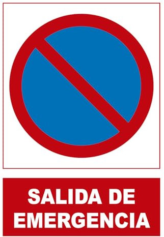 IberNorma IBP0140 Señal de Prohibido aparcar por Salida de emergencia 21x30cm Cartel de no aparcar por puerta de salida de emergencia o incendio en PVC homologado