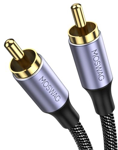 MOSWAG RCA Cable de Audio Concéntrico RCA-RCA Cable de Audio Concéntrico Común Tejido de Nylon Chapado en 24k, Adecuado Para Cines en Casa, Sistemas de Sonido, Sistemas de Sonido Automotriz (1M)