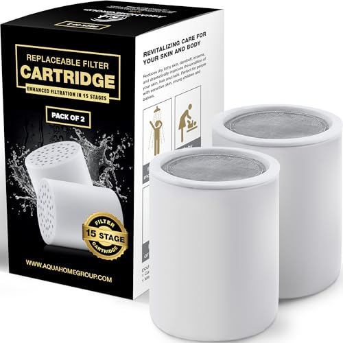 AquaHomeGroup 15 - Stage Replacement Premium Filter Cartridge 2-Pack (No Housing), Compatible with Any Shower Filter of Similar Design 15 and 20 Stages