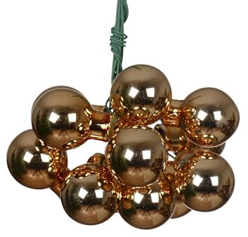 Kaemingk Weihnachtskugeln am Draht Glas 2cm x 12 Stück Spiegelbeeren glänzend - kleine Dekokugeln - Christbaumschmuck & Weihnachtsdeko - Pekanuss Braun