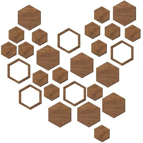 Holdes Hexagone En Bois Pour Mur,Décoration Murale Hexagonale En Bois,27 Décorations Hexagonales Antidérapantes En Bois,pour La Maison, Le Salon, La Chambre À Coucher, L'artisanat Et La Décoration