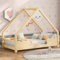 MURUL Hausbett Kinderbett mit Rausfallschutz Spielbett Jugendbett Massivholz (Natur, 90×200cm)