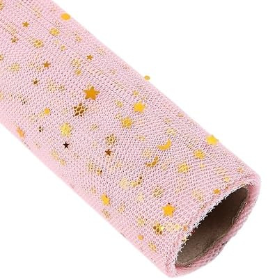 Geschenkpapier, 50 cm * 5 Jahre Floristen-Verpackung, Netz, Blumen, Geschenkverpackung, Bastelpapier, Stern und Mond, DIY-Blumenstrauß, Zubehör, Dekoration, Party, Zuhause, Rolle(Pink)