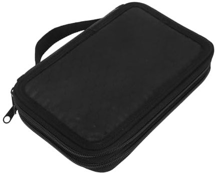 FRCOLOR Nail Pen Holder Manicure Brush Holder Large Capacity Nail Art Pen Pouch Black Portable Storage Bag for Travel and Salon Supplies 35 Slots